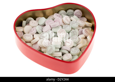 Tin of Mini Love Hearts Stock Photo