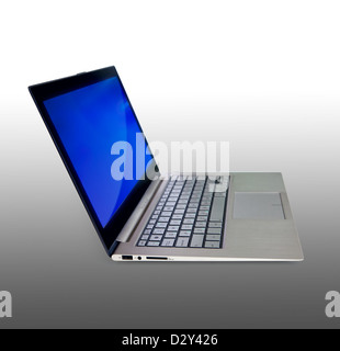 Isolated laptop with eeranom take off on a light background Stock Photo