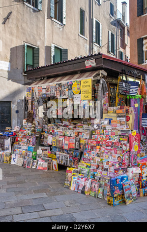 Newspaper and Magazine Stand in San Polo District of Venice Italy Stock Photo