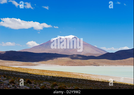 Licancabur mountain, Laguna Hedionda, Bolivia, South America Stock Photo