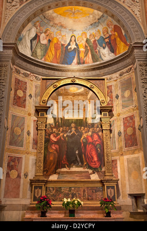 VERONA - JANUARY 27: Chapel Miniscalchi in Saint Anastasia's church from year 1506 designed by Angelo di Giovanni with main scen Stock Photo