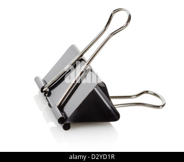 Black paper clip isolated on white background Stock Photo