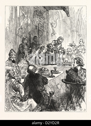 BANQUET AT THE MARRIAGE OF HENRY AND ELEANOR OF PROVENCE Stock Photo