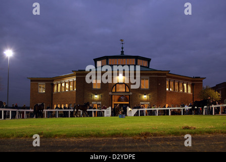 Newmarket, UK, the auction hall by Tattersalls at dusk Stock Photo
