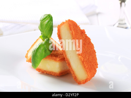 Pieces of deep fried breaded cheese Stock Photo