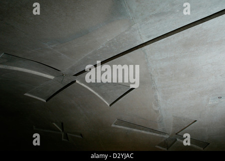 A saltire motif cast into the ceiling of the public reception area of the Scottish Parliament building at Holyrood, Edinburgh Stock Photo