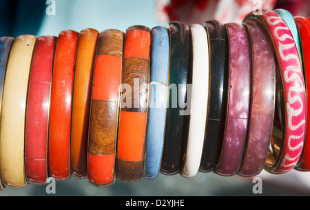 Traditional bangles in the local market in India Stock Photo