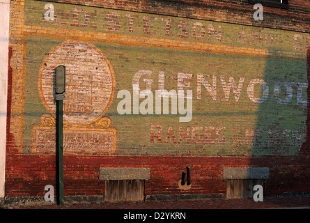 Elk282-1215 Maine, Bath, downtown, old advertisement painted on brick wall Stock Photo