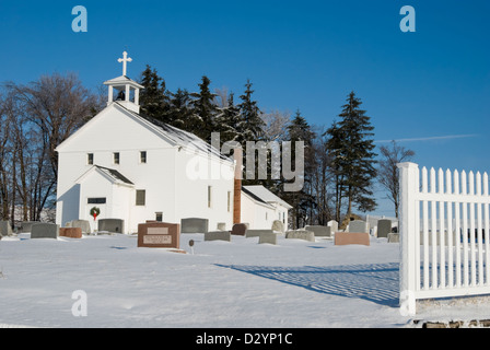 Church in country in winter snow. Stock Photo
