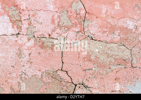 Old red cracked concrete background Stock Photo