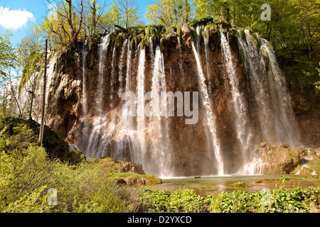 Waterfall in Plitvice lakes. Plitvice  Lakes National Park, Croatia. Stock Photo