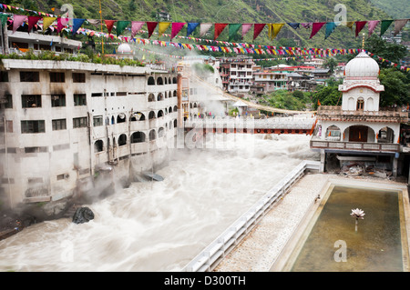 Manikaran with thermal springs is a pilgrimage centre for Hindus and Sikhs , Himachal Pradesh, North India Stock Photo