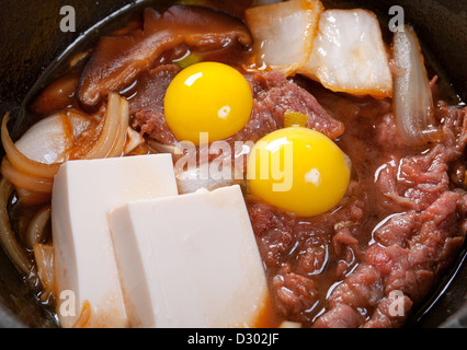Japanese cuisine .beef with egg quail Stock Photo