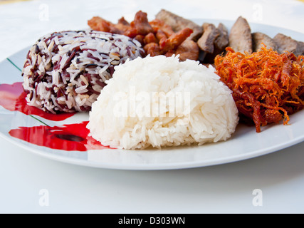 pork with sticky rice for food Stock Photo