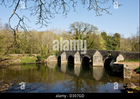 The Dipping Bridge over the Ogmore River near Merthyr Mawr, Bridgend in Wales, UK Stock Photo