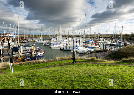 Tollesbury Marina Essex UK with boats harboured in summer Essex coast ...