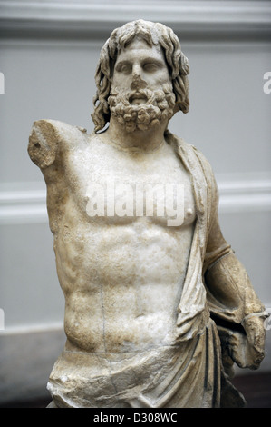 Greek art. Hellenistic period. 160 B.C. Poseidon from the Pergamon Altar terrasse. Marble. Pergamon Museum. Berlin. Germany. Stock Photo