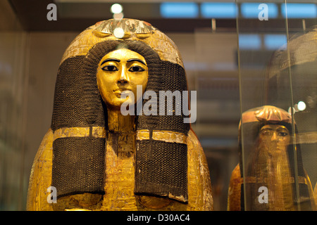 An Egyptian mummy in the British Museum in London. Stock Photo