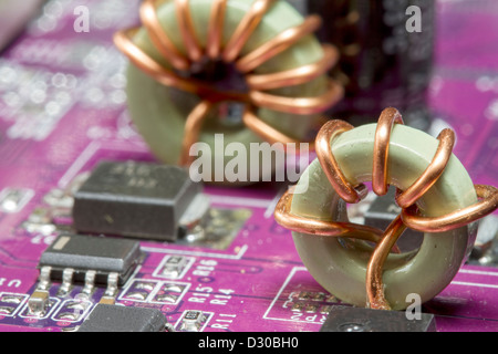 Close up image of electronic circuit board Stock Photo