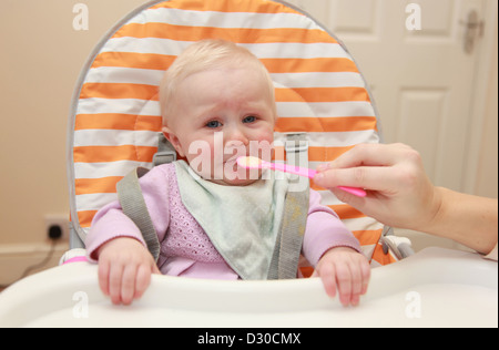 Baby refusing to eat Stock Photo
