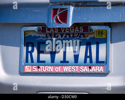 Las Vegas Licence Plate in Northern California USA Stock Photo