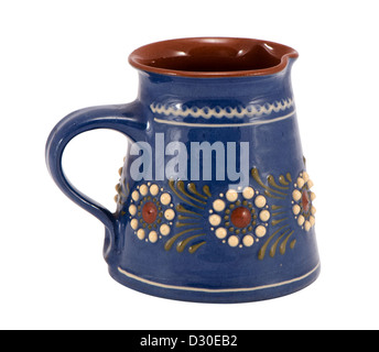 handmade craft decorative clay cup isolated on white background Stock Photo