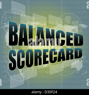 words balanced scorecard on digital screen, business concept Stock Photo