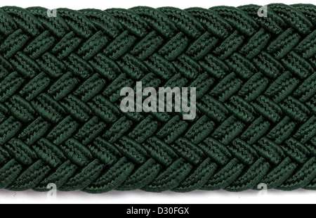 High resolution texture of the ribbon braided of the green cord Stock Photo