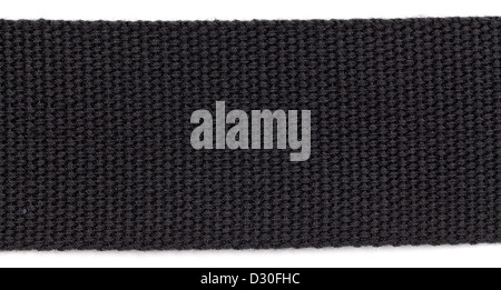 High resolution texture of the ribbon of the black coarse dense fabric Stock Photo