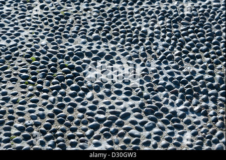 Cobble stones laid in a pattern on a road surface. made from round flints Stock Photo