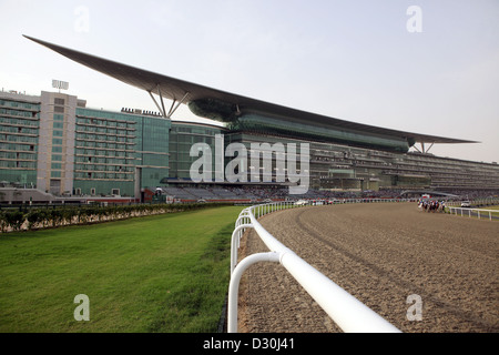 Dubai, United Arab Emirates, the tribune of the Meydan Racecourse Stock Photo