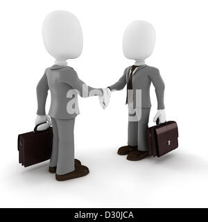 3d man businessman hand shake on white background Stock Photo