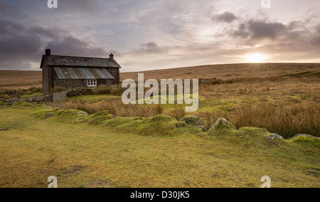 Sunset over Nuns Cross Farm Dartmoor National Park Devon Uk Stock Photo