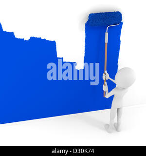 3d man painting a wall Stock Photo