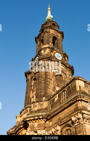 Church of the Holy Cross (Kreuzkirche) in Dresden, the Evangelical Church in Germany. It is the largest church in Saxony. Stock Photo