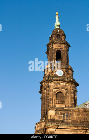Church of the Holy Cross (Kreuzkirche) in Dresden, the Evangelical Church in Germany. It is the largest church in Saxony. Stock Photo