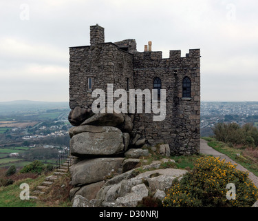 Carn Brea Castle on Carn Brea, Redruth, Cornwall, UK. Stock Photo