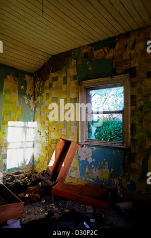 Interior of an Abandoned and ruined house in rural Ireland, Republic Stock Photo