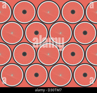 Seamless background pattern with bicycle wheels Stock Photo