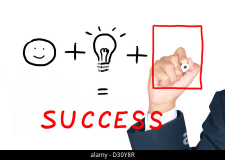 Businessman showing idea on white board Stock Photo