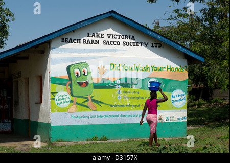 Street scene, mural, Kisumu, Kenya Stock Photo
