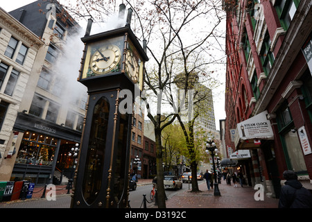 old steam powered clock on water street in the historic gastown district Vancouver BC Canada Stock Photo