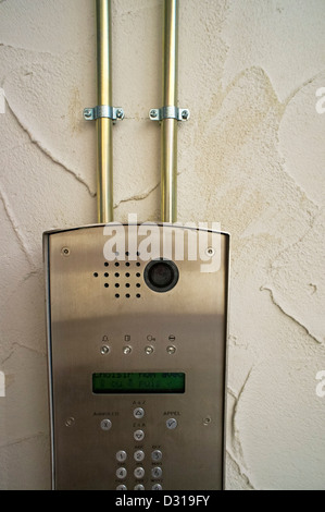 Brand new intercom entry system on wall Stock Photo