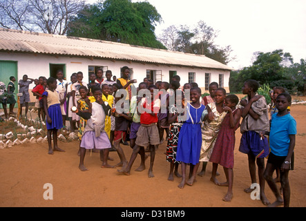 Zimbabwean boys and girls, boys, girls, children, schoolchildren, schoolboys, schoolgirls, village of Mahenye, Manicaland Province, Zimbabwe, Africa Stock Photo