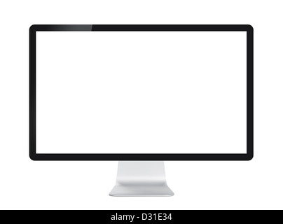 Computer display with black blank screen. Front view. Isolated on white background Stock Photo