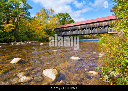 Albany covered bridge over the Swift River Kancamagus Scenic Highway Route 112 White Mountains New Hampshire USA United States Stock Photo