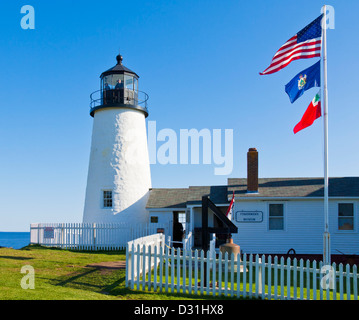 Pemaquid Point lighthouse and Fishermans Museum Pemaquid Maine USA United States of America Stock Photo