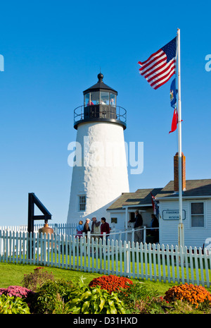 Pemaquid Point lighthouse and Fishermans Museum Pemaquid Maine USA United States of America Stock Photo