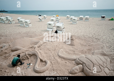 Sand Sculpture, Sylt, Germany Stock Photo