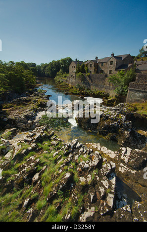 Linton and the River Wharfe near Grassington in the Yorkshire Dales Stock Photo